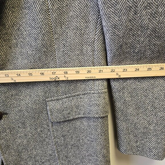 Vintage Sanger Harris Mens Wool Blazer Jacket USA Size 46 Herringbone Preppy Pro - Picture 15 of 16